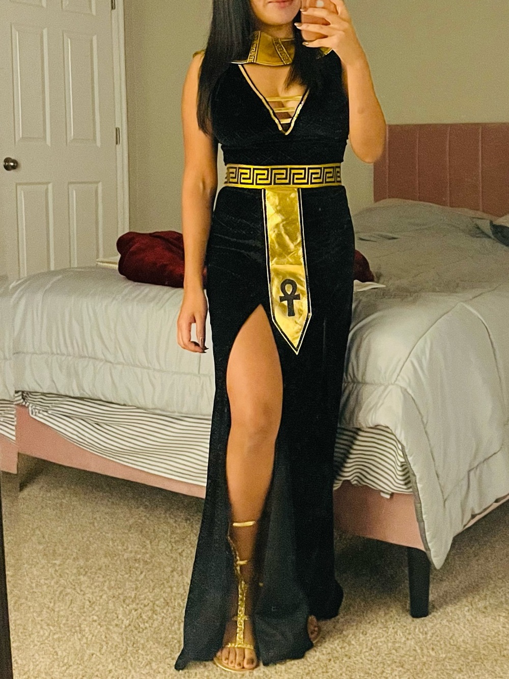 Dreamgirl Black and Gold Egyptian-Inspired Halloween 🎃 Costume Long Dress